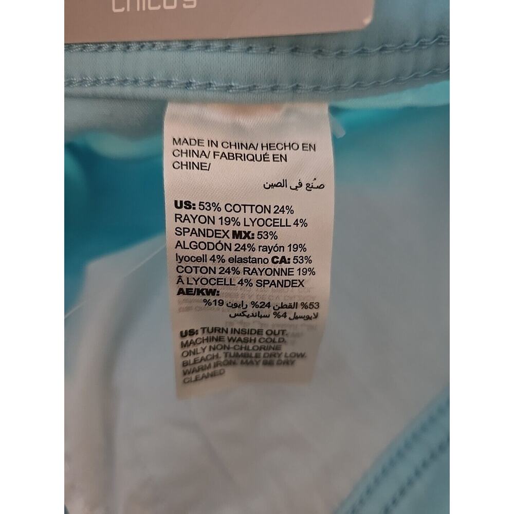 NWT Chico's Blue Sateen Slim Leg 5-Pockets High Rise Cropped Pants Womens Sz 16‎ - Picture 6 of 6